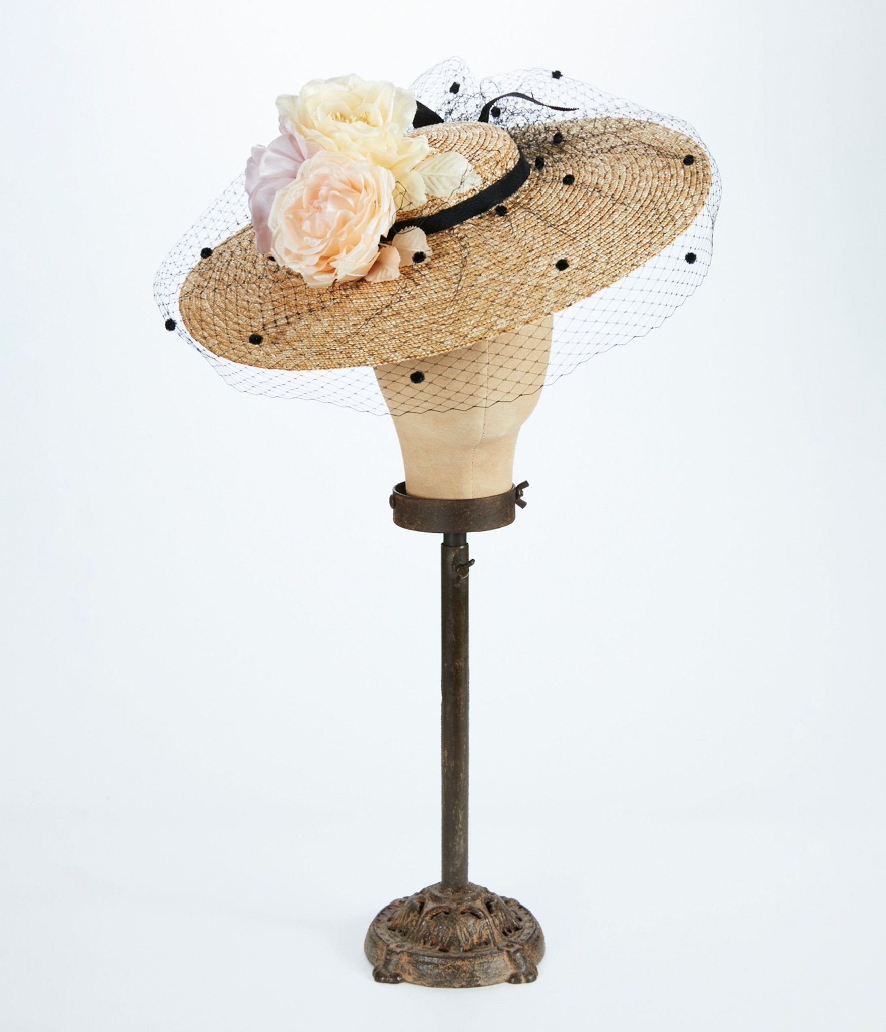 Kathy Jeanne Floral Straw Romantic Fascinator Hat - Unique Vintage - Womens, ACCESSORIES, HATS