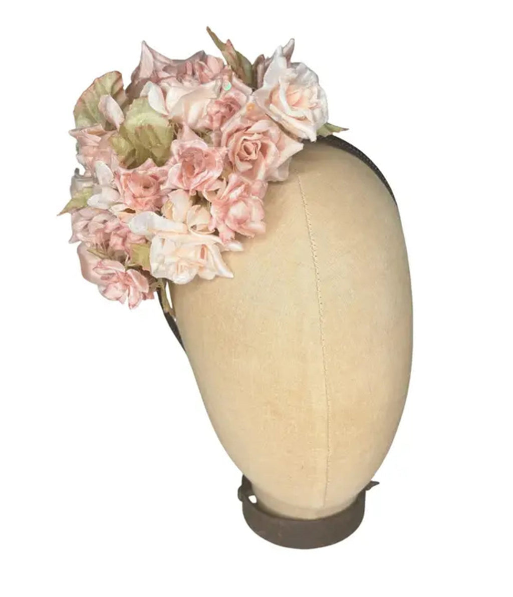 Kathy Jeanne Light Pink Rose Fascinator Headband - Unique Vintage - Womens, ACCESSORIES, HATS