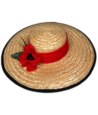 Kathy Jeanne Straw Poppy Boater Sun Hat - Unique Vintage - Womens, ACCESSORIES, HATS