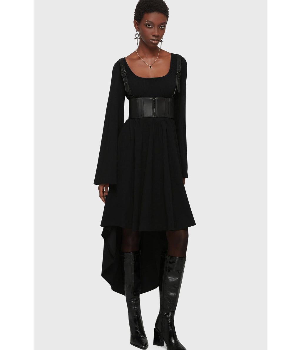 Kill Star Black Eye Of Eris Hi - Low Dress - Unique Vintage - Womens, DRESSES, MIDI