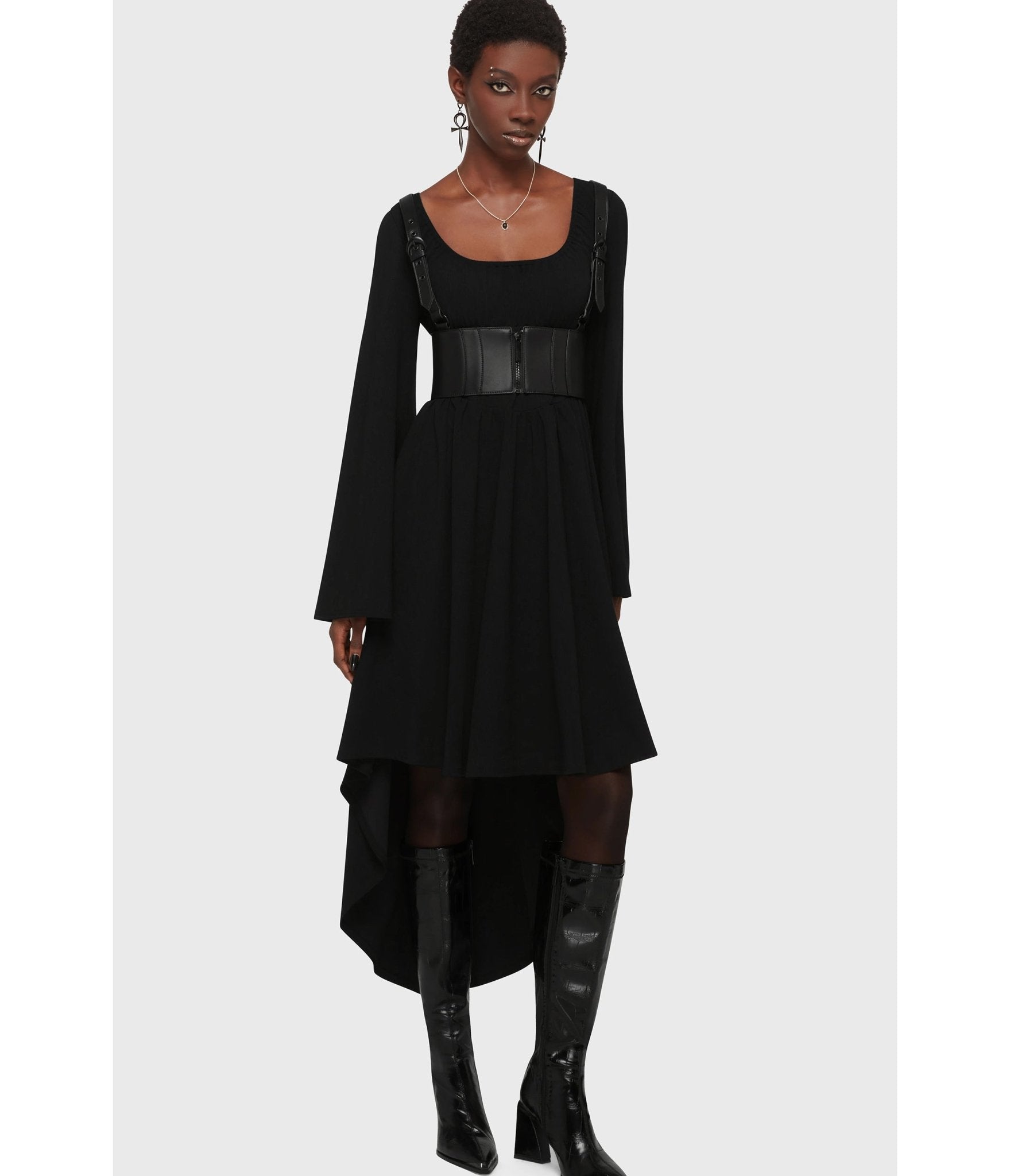 Kill Star Black Eye Of Eris Hi - Low Dress - Unique Vintage - Womens, DRESSES, MIDI