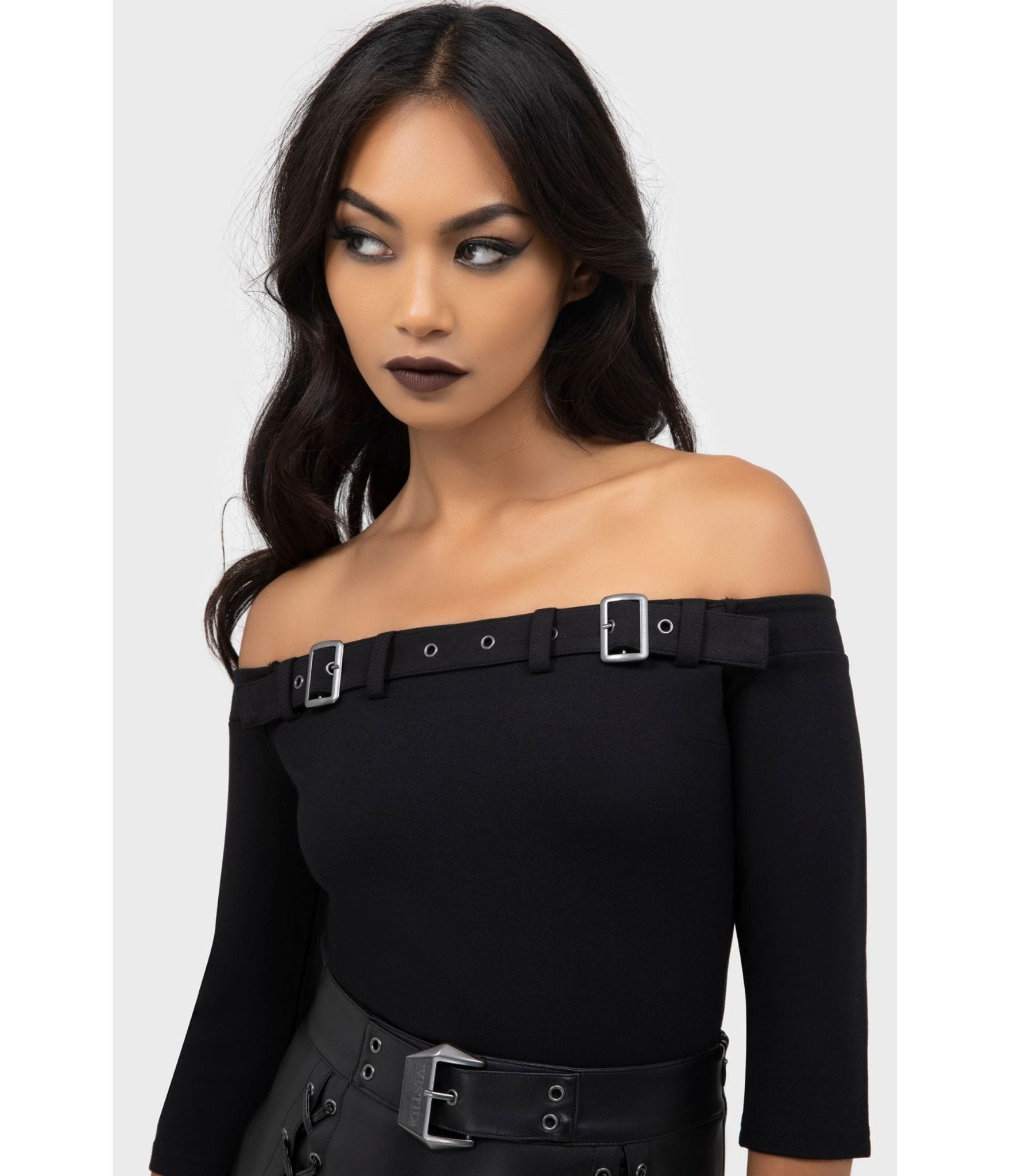 Kill Star Black Knit Cryptarose Top - Unique Vintage - Womens, TOPS, SHIRTS