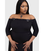 Kill Star Black Knit Cryptarose Top - Unique Vintage - Womens, TOPS, SHIRTS