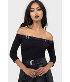 Kill Star Black Knit Cryptarose Top - Unique Vintage - Womens, TOPS, SHIRTS