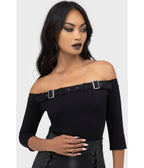 Kill Star Black Knit Cryptarose Top - Unique Vintage - Womens, TOPS, SHIRTS