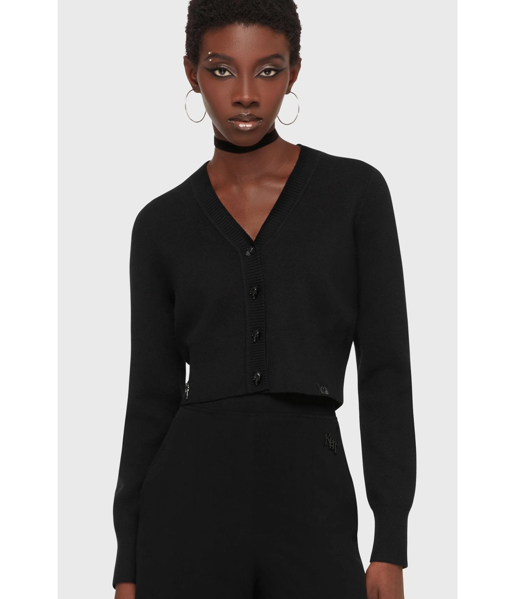 Kill Star Black Lanas Eclipse Cropped Cardigan - Unique Vintage - Womens, TOPS, SWEATERS
