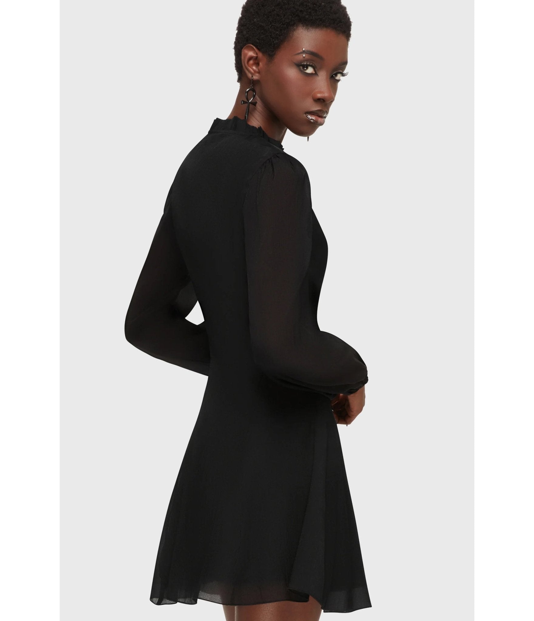 Kill Star Black Liora Wrath Mini Dress - Unique Vintage - Womens, DRESSES, A - LINE