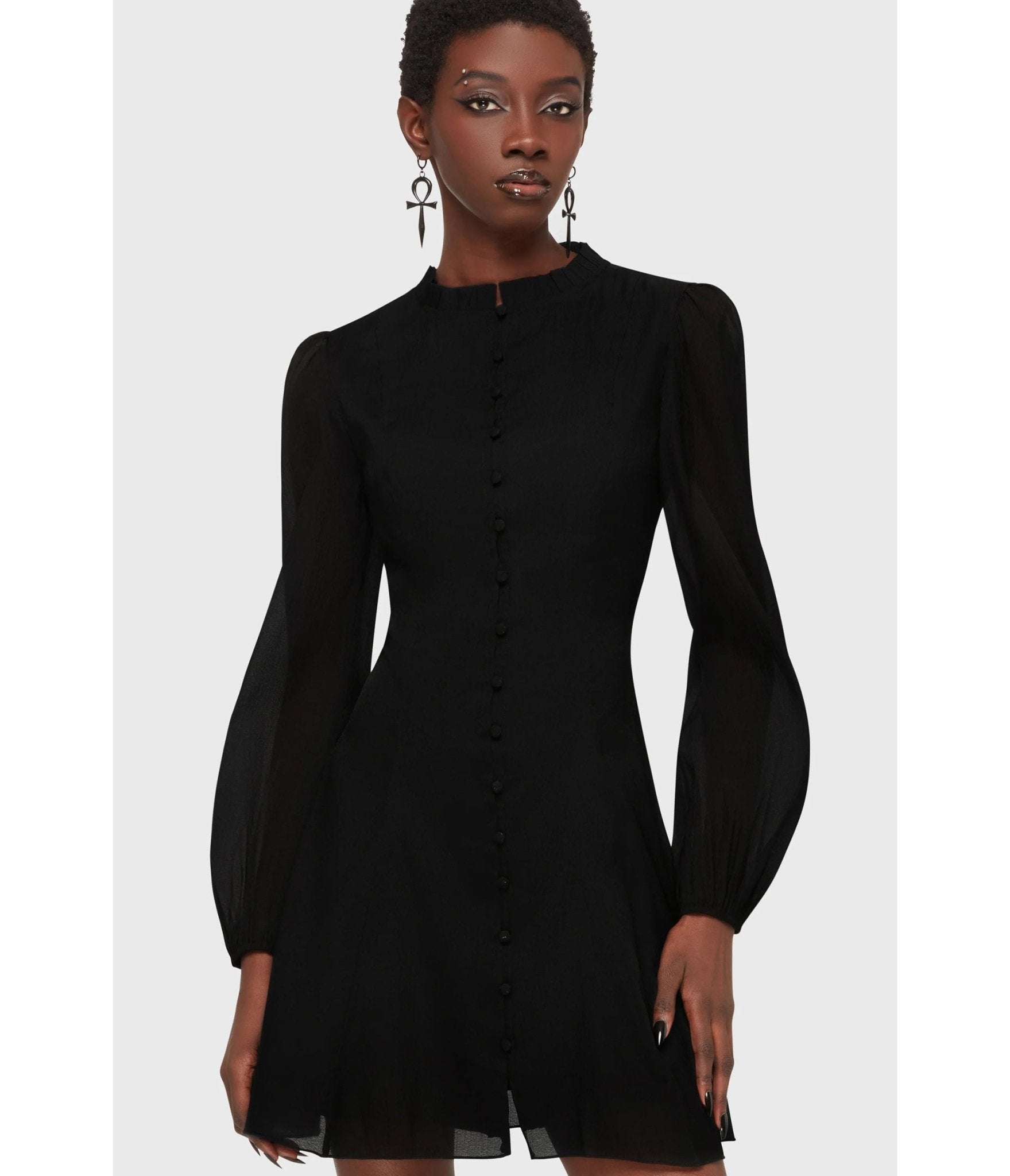 black dress funny Kill Star Black Liora Wrath Mini Dress – Unique Vintage