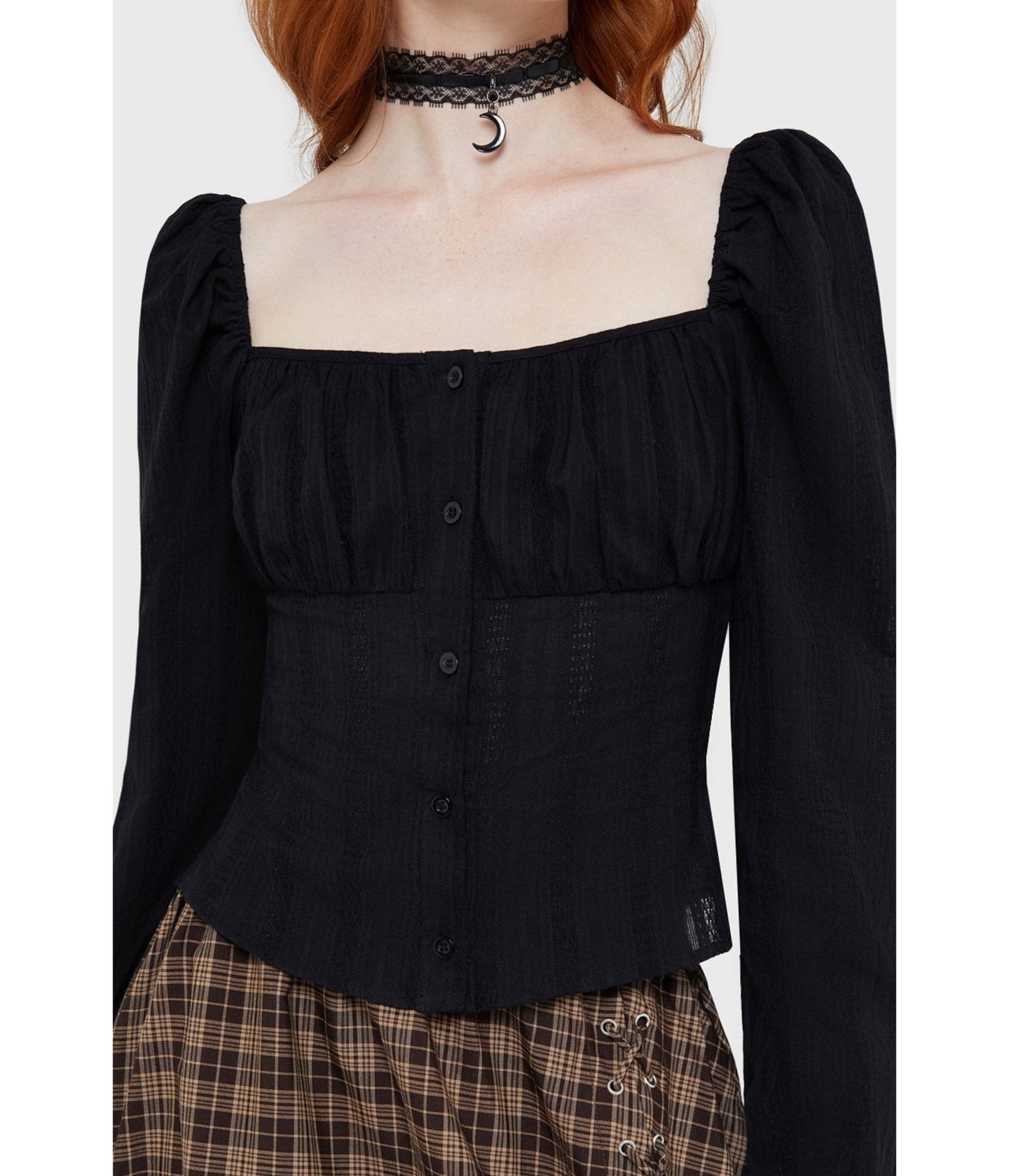 Kill Star Black Nightwood Blouse - Unique Vintage - Womens, TOPS, SHIRTS