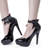 Kill Star Black Patent Cemetery Lane Platforms - Unique Vintage - Womens, SHOES, HEELS