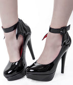 Kill Star Black Patent Cemetery Lane Platforms - Unique Vintage - Womens, SHOES, HEELS