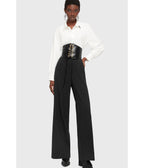 Kill Star Black Pinstripe Oblivienne Trousers - Unique Vintage - Womens, BOTTOMS, PANTS