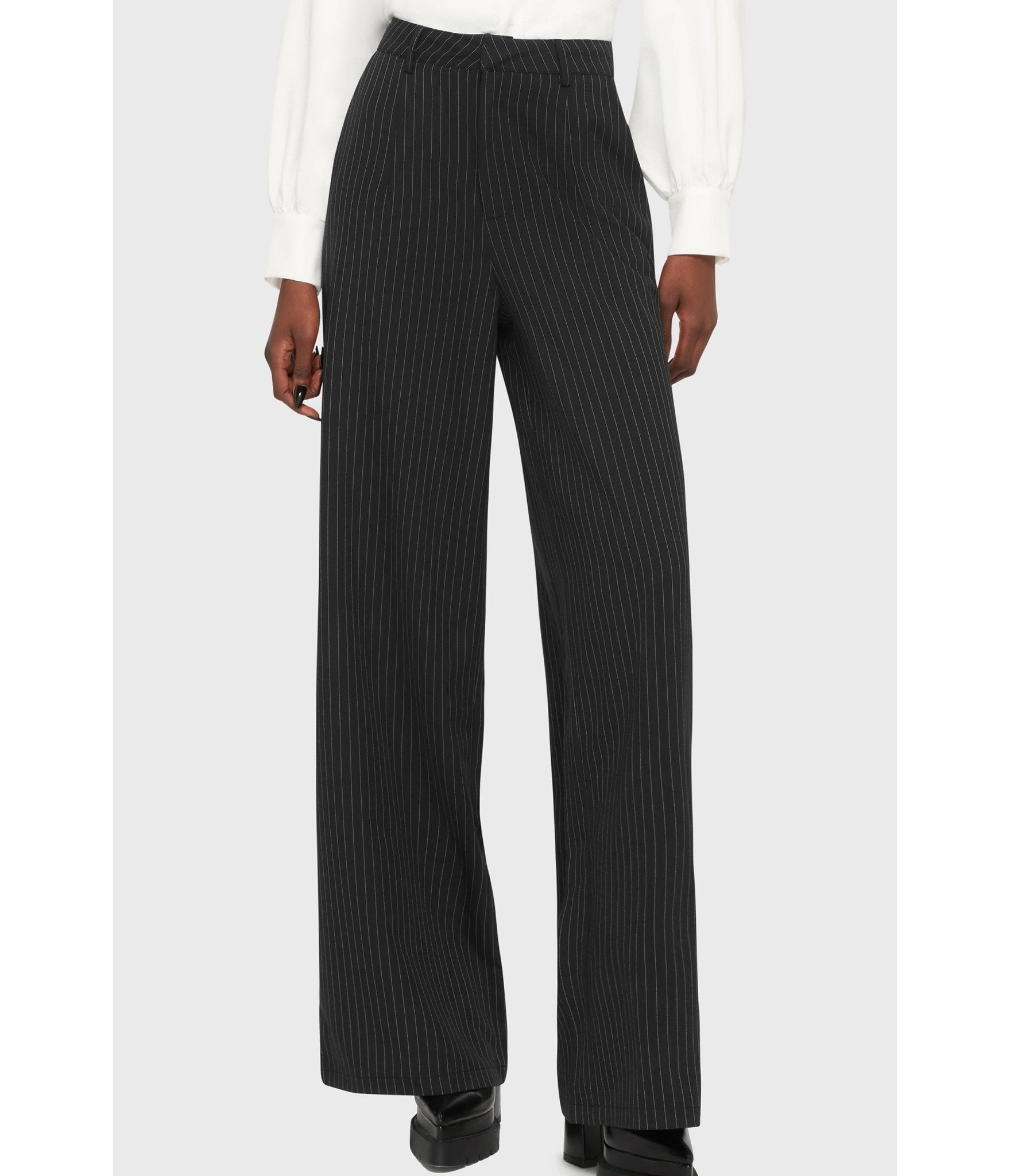 Kill Star Black Pinstripe Oblivienne Trousers - Unique Vintage - Womens, BOTTOMS, PANTS