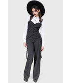 Kill Star Black Pinstripe Trousers - Unique Vintage - Womens, BOTTOMS, PANTS