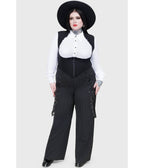Kill Star Black Pinstripe Trousers - Unique Vintage - Womens, BOTTOMS, PANTS