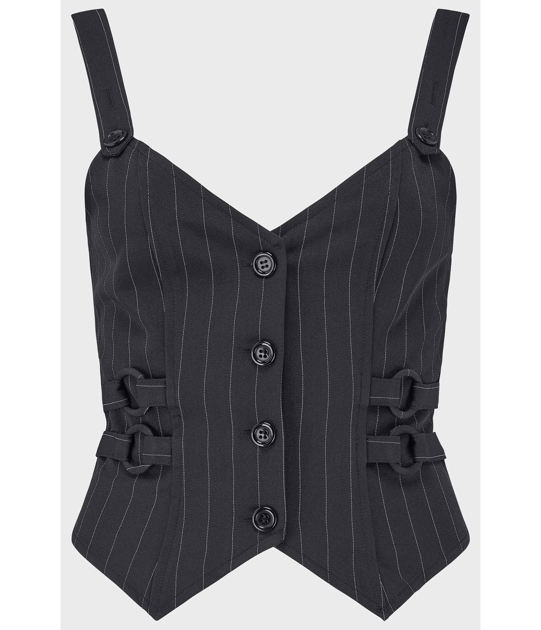 Kill Star Black Pinstripe Vest - Unique Vintage - Womens, TOPS, SWEATERS AND VESTS