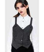 Kill Star Black Pinstripe Vest - Unique Vintage - Womens, TOPS, SWEATERS AND VESTS