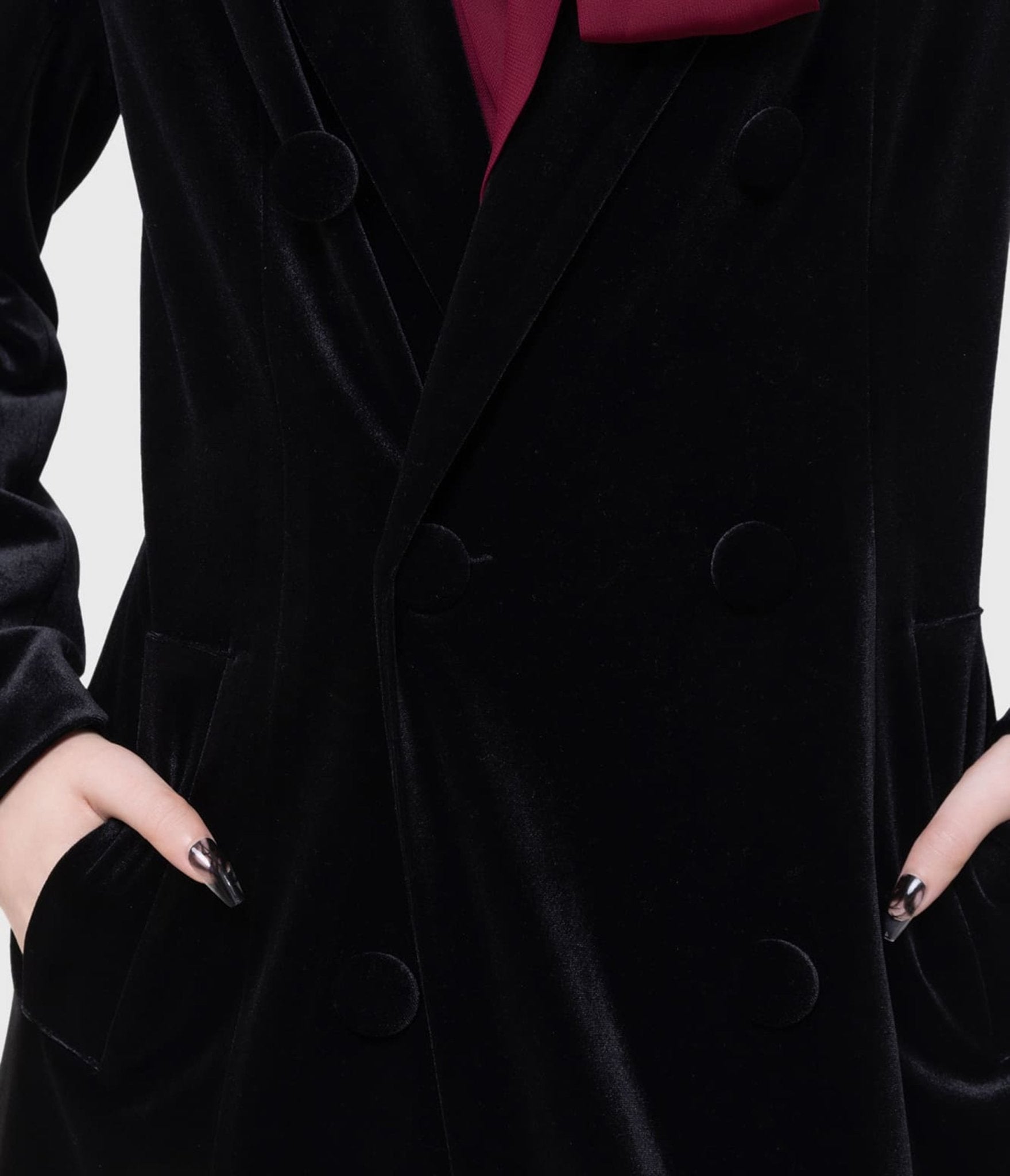 Kill Star Black Velvet Shadowborne Coat - Unique Vintage - Womens, TOPS, SWEATERS