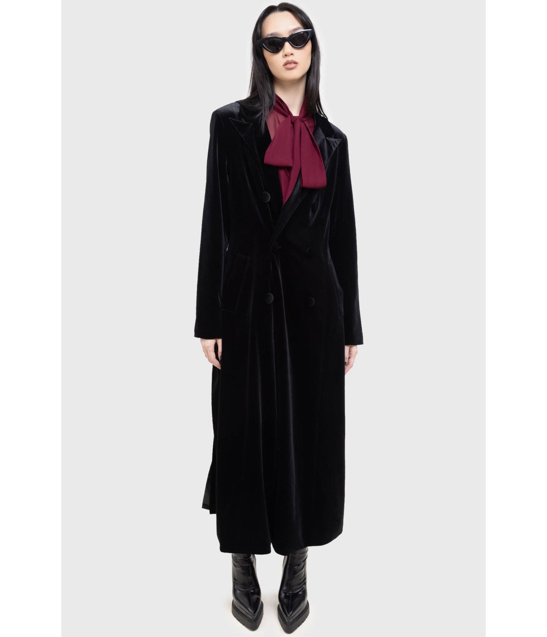 Kill Star Black Velvet Shadowborne Coat - Unique Vintage - Womens, TOPS, SWEATERS