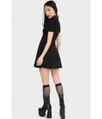Killstar Black Bat Collar Mini Dress - Unique Vintage - Womens, DRESSES, BABYDOLL