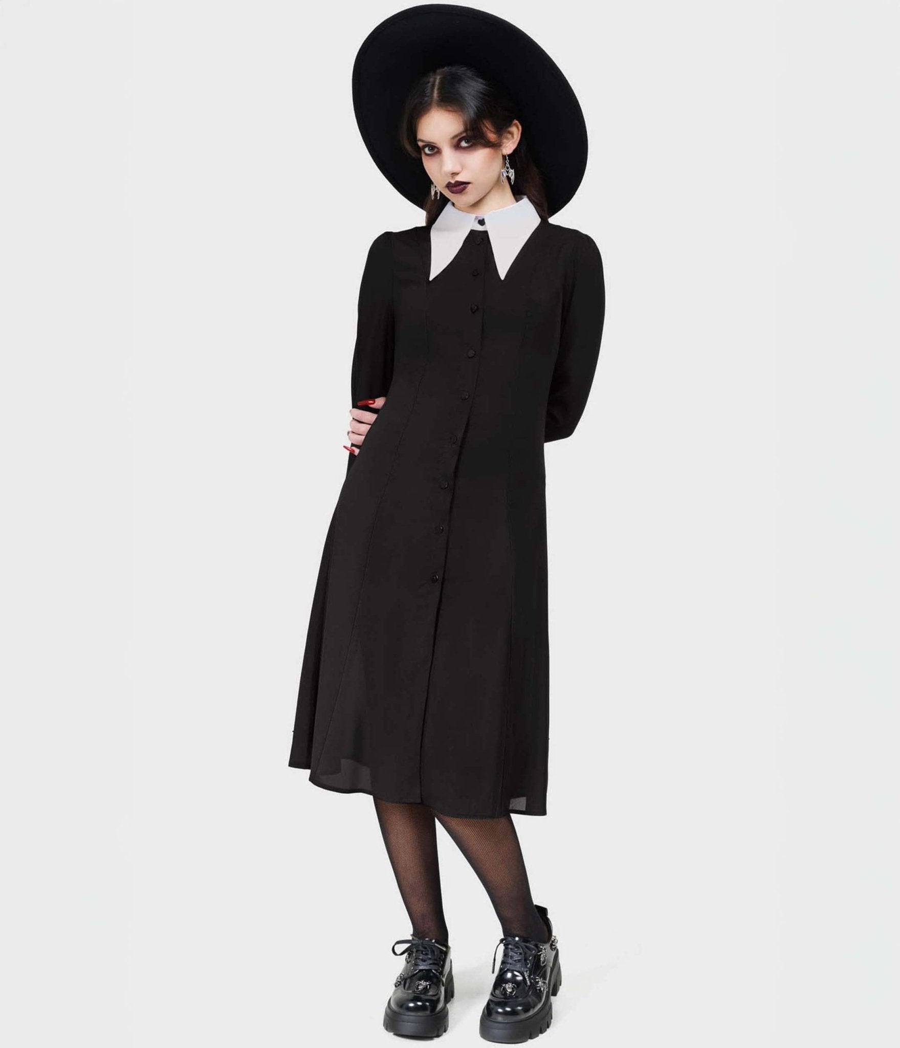 Killstar Black Crepuscular Dress - Unique Vintage - Womens, DRESSES, FIT AND FLARE