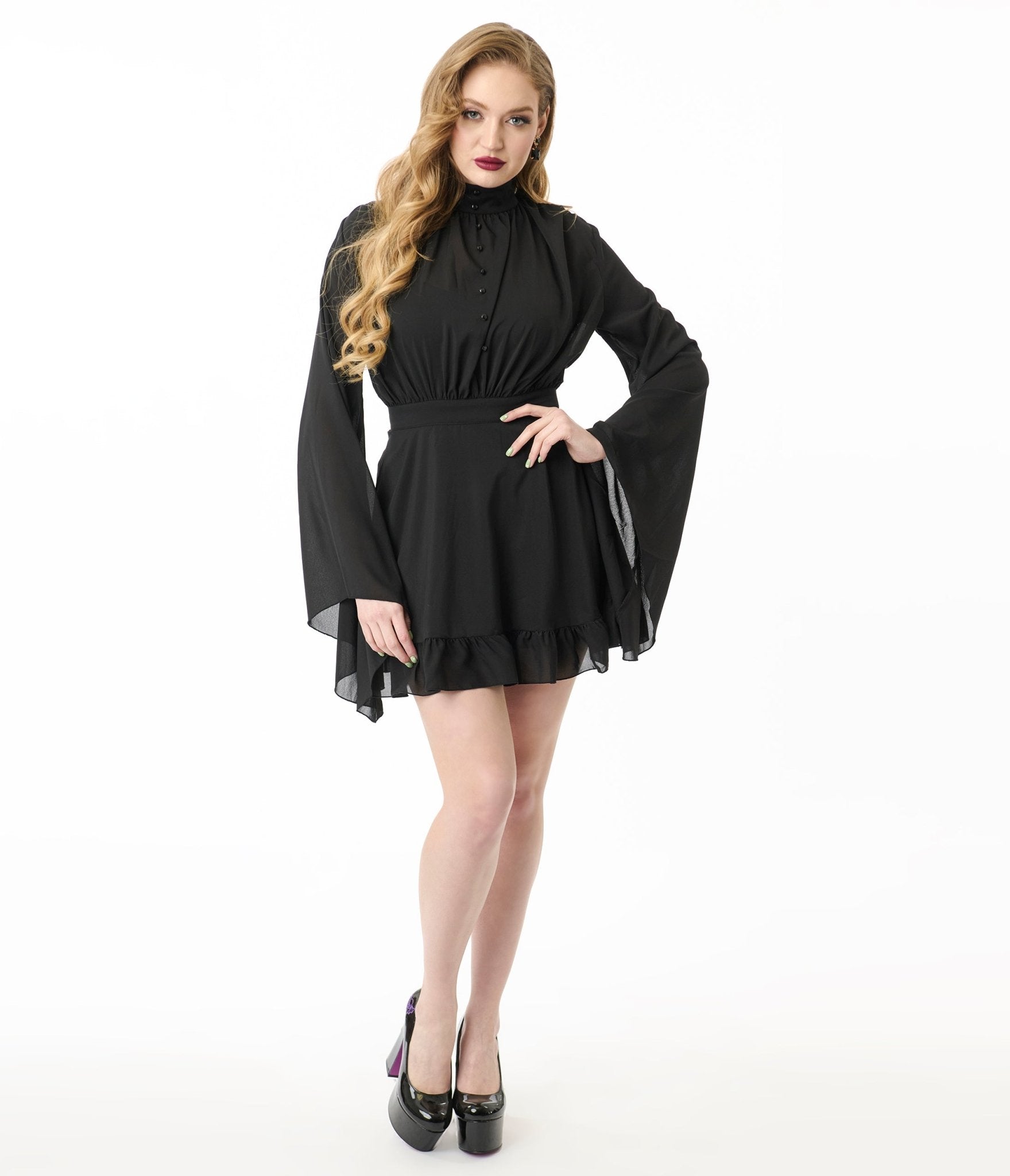 Killstar Black Darknova Mini Dress - Unique Vintage - Womens, DRESSES, SWING