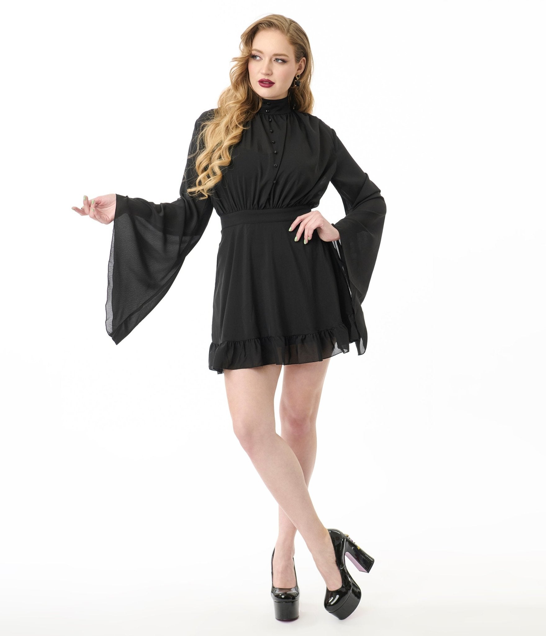 Killstar Black Darknova Mini Dress - Unique Vintage - Womens, DRESSES, SWING