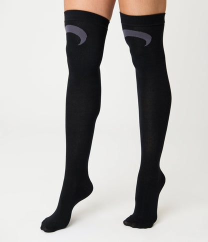 Killstar Black & Grey Lunaloom Knee High Socks - Unique Vintage - Womens, ACCESSORIES, HOSIERY