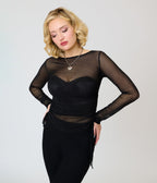 Killstar Black Sheer Mesh Dysmorra Top - Unique Vintage - Womens, TOPS, WOVEN TOPS