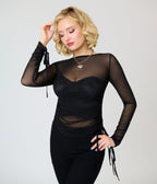Killstar Black Sheer Mesh Dysmorra Top - Unique Vintage - Womens, TOPS, WOVEN TOPS