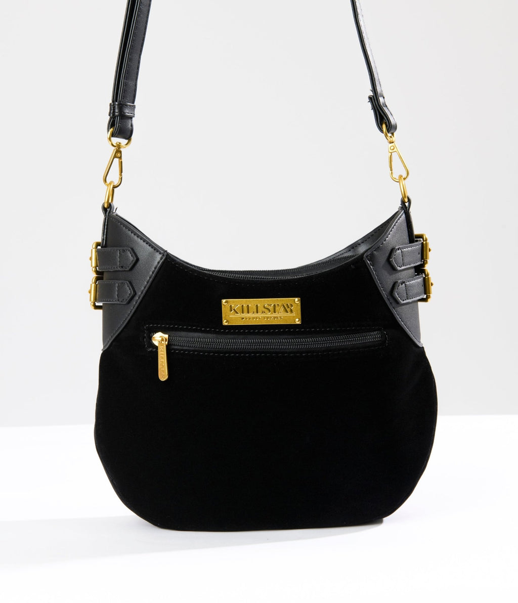 Killstar Black Suede Snake Adder Handbag - Unique Vintage - Womens, ACCESSORIES, HANDBAGS