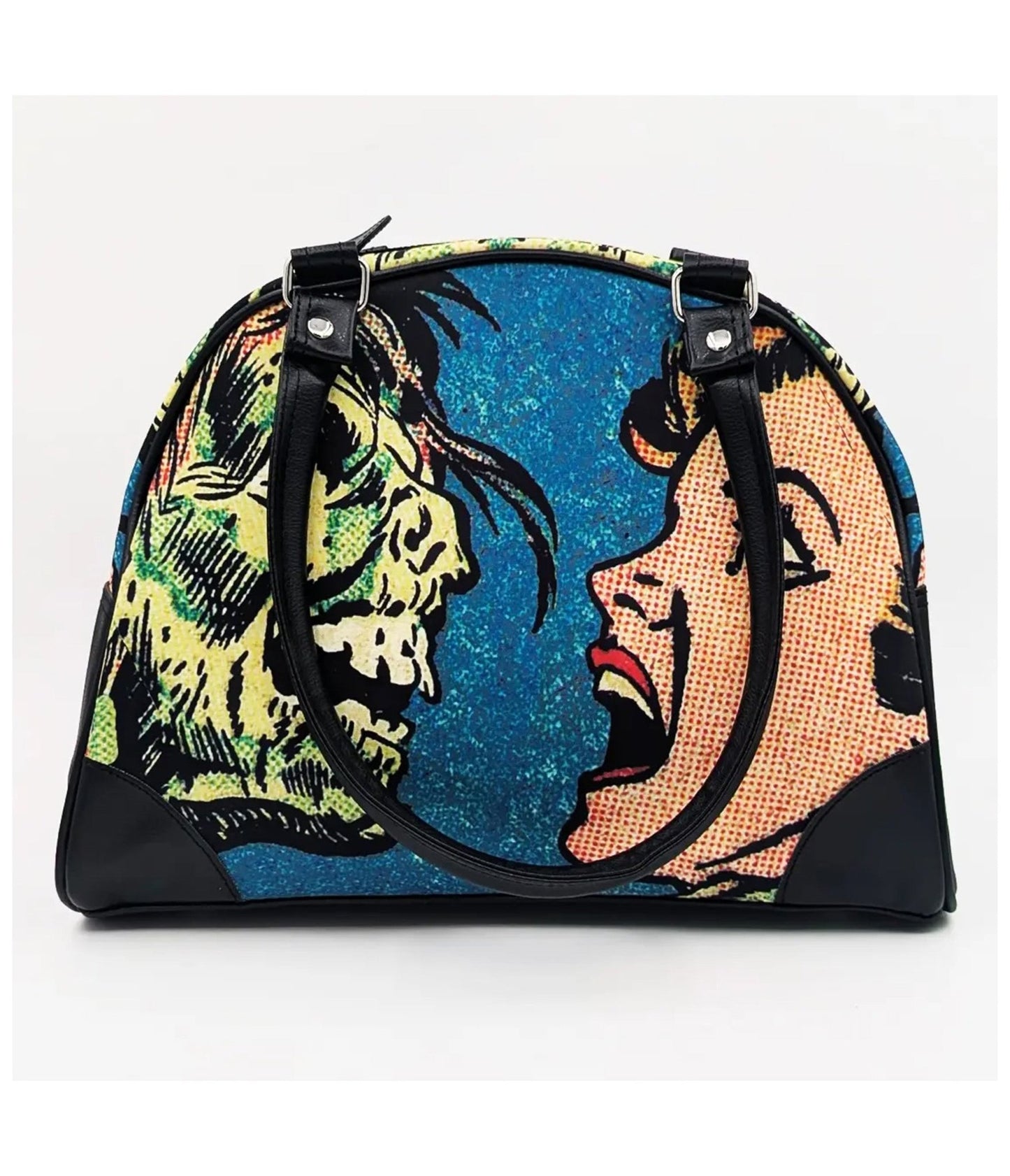 Kiss of Death Monster Leatherette Bowler Bag - Unique Vintage - Womens, ACCESSORIES, HANDBAGS