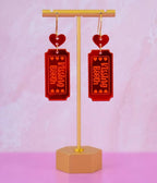 Kissing Booth Ticket Earrings - Unique Vintage - Womens, ACCESSORIES, JEWELRY