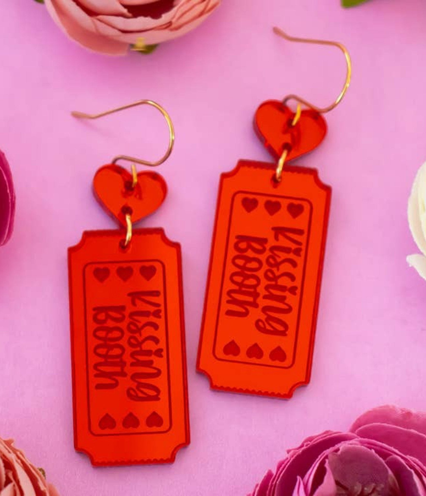 Kissing Booth Ticket Earrings - Unique Vintage - Womens, ACCESSORIES, JEWELRY