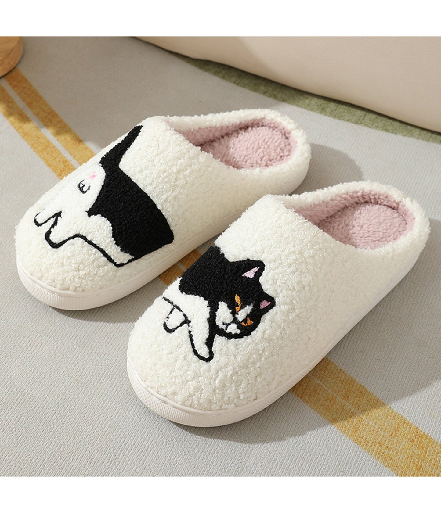 Kitten Cotton Slippers - Unique Vintage - Womens, SHOES, LOAFERS