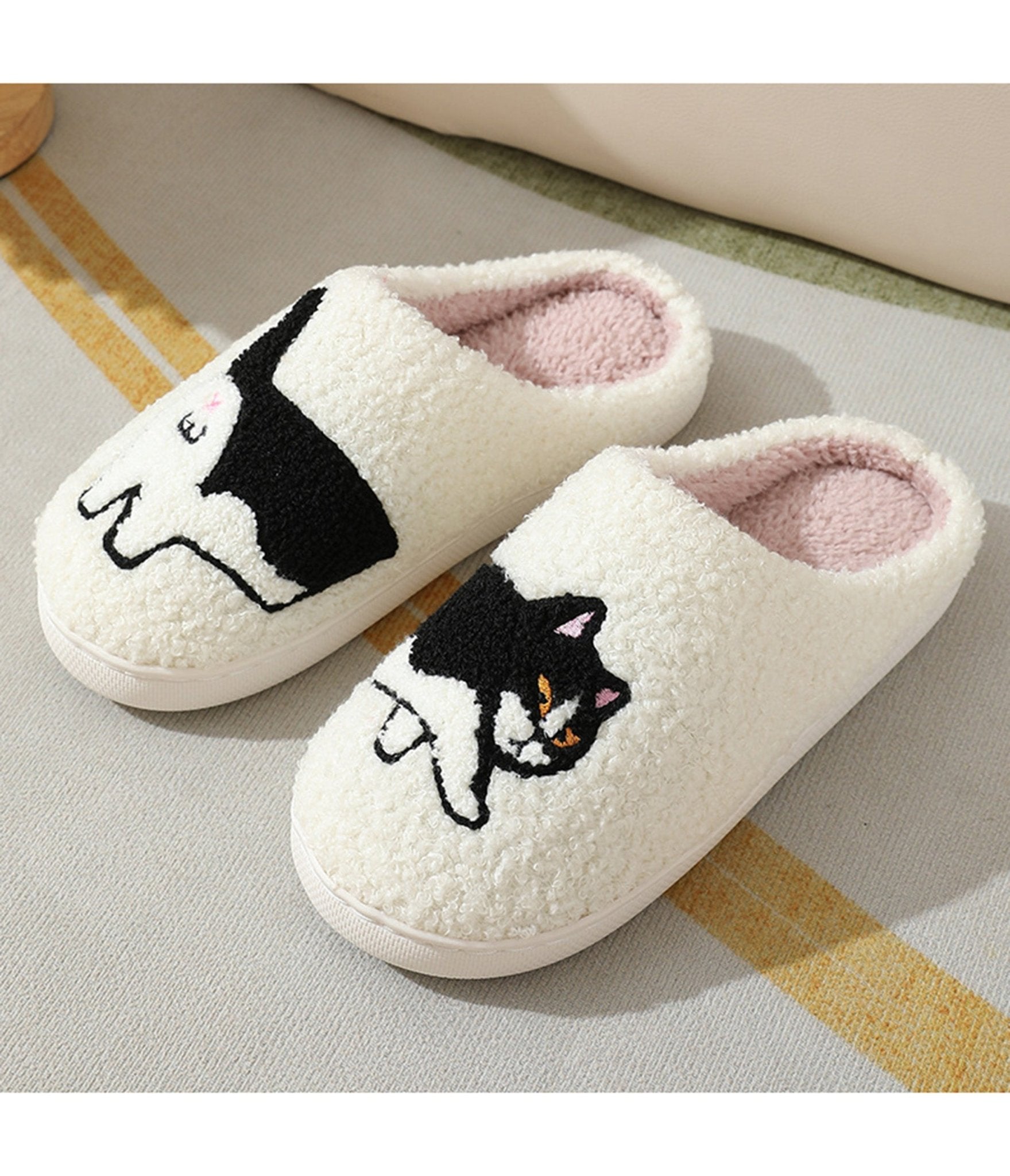 Kitten Cotton Slippers - Unique Vintage - Womens, SHOES, LOAFERS