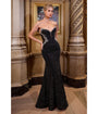 Ladivine by Cinderella Divine Black Beaded Jersey Strapless Prom Dress