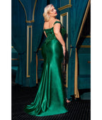 LaDivine by Cinderella Divine Emerald Convertible Strapless Beaded Lace Appliqués Gown - Unique Vintage - Womens
