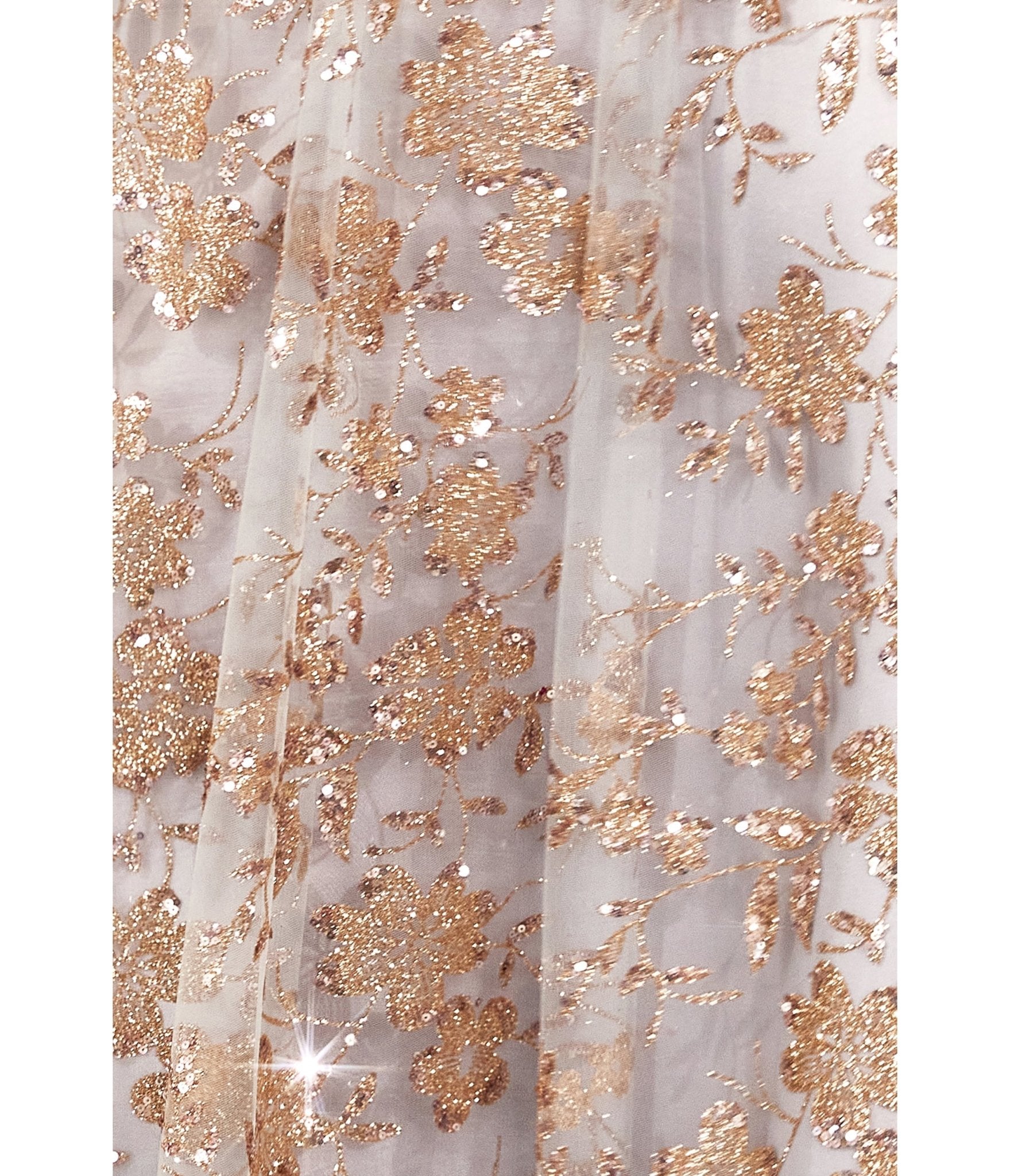 LaDivine by Cinderella Divine Gold Mist Illusion Plunging V - Neck Garden Wedding Gown - Unique Vintage - Womens