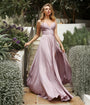Ladivine by Cinderella Divine Mauve Long Sweetheart Satin Prom Dress