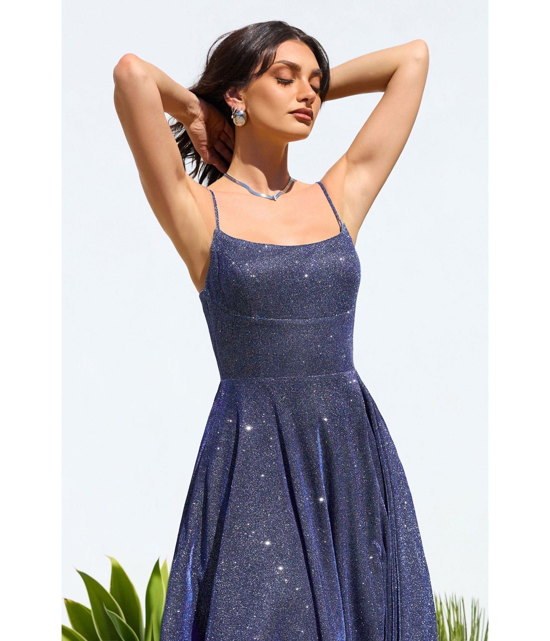 LaDivine by Cinderella Divine Navy Scoop Neck Iridescent Stretch Glitt – Unique Vintage
