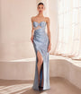Amoris by Cinderella Divine Silver Blue Strapless Elegant Sweetheart Prom Gown
