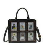 Leatherette Cat Tarot Card Satchel Handbag - Unique Vintage - Womens, ACCESSORIES, HANDBAGS