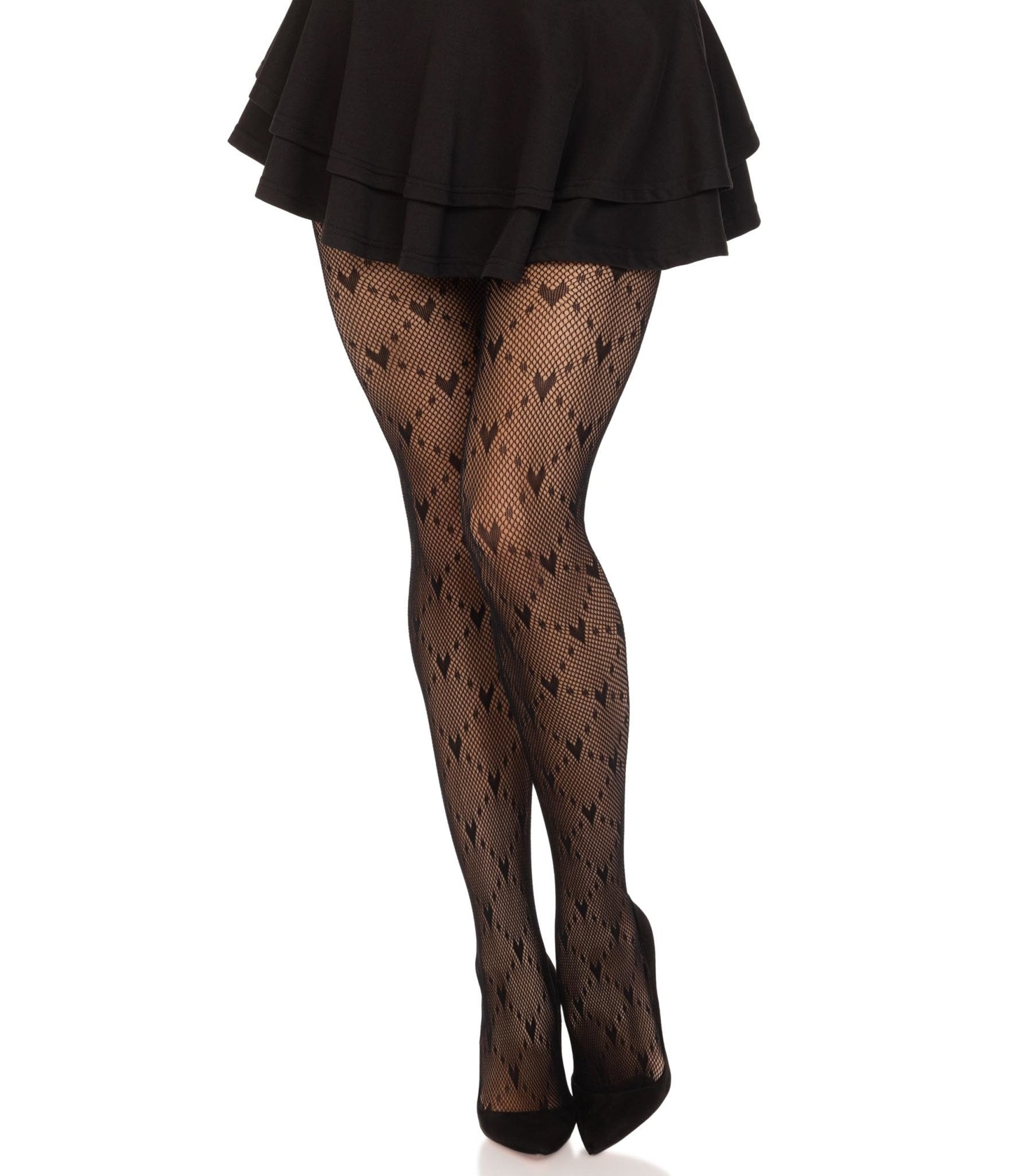 Leg Avenue Black Love Struck Heart Tights - Unique Vintage - Womens, ACCESSORIES, HOSIERY