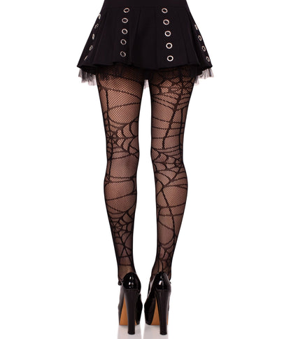 Leg Avenue Black Spiderweb Fishnets - Unique Vintage - Womens, ACCESSORIES, HOSIERY