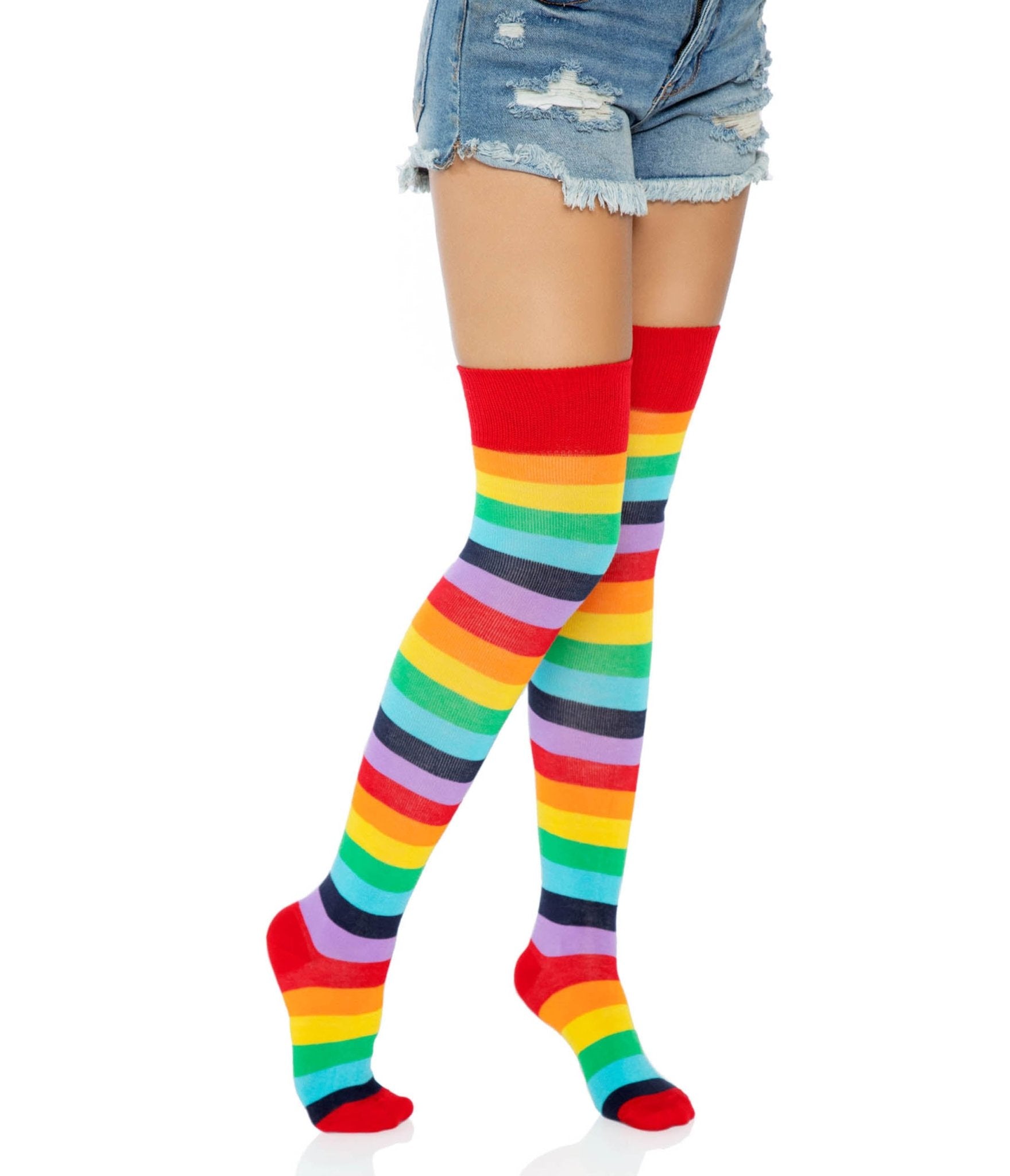 Leg Avenue Rainbow Striped Thigh High Tights - Unique Vintage - Womens, ACCESSORIES, HOSIERY