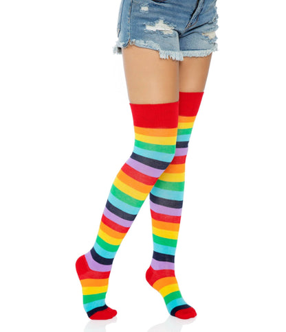Leg Avenue Rainbow Striped Thigh High Tights - Unique Vintage - Womens, ACCESSORIES, HOSIERY