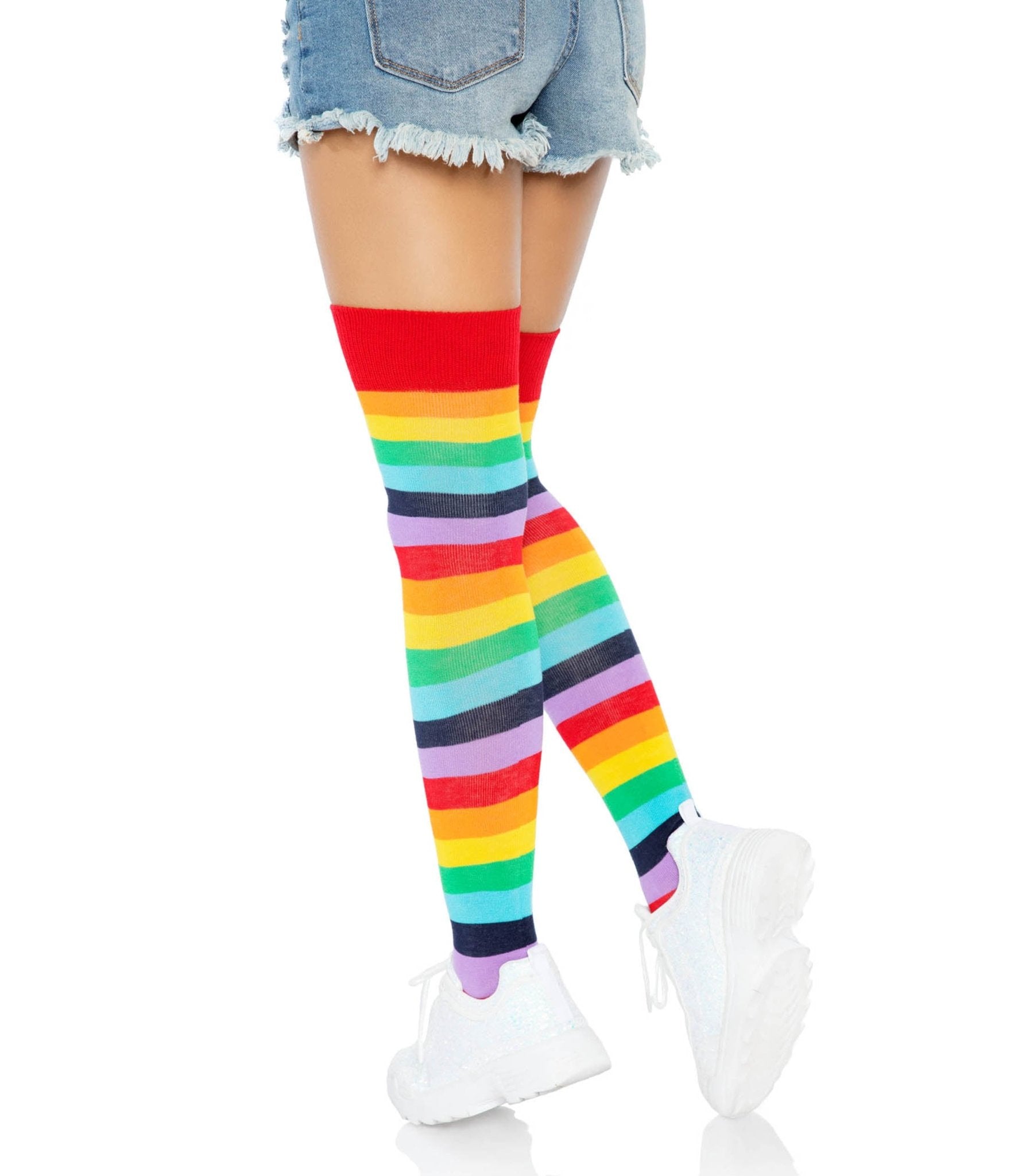 Leg Avenue Rainbow Striped Thigh High Tights - Unique Vintage - Womens, ACCESSORIES, HOSIERY