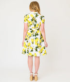 Lemon Yellow Button - Up Swing Dress - Unique Vintage - Womens, DRESSES, SWING