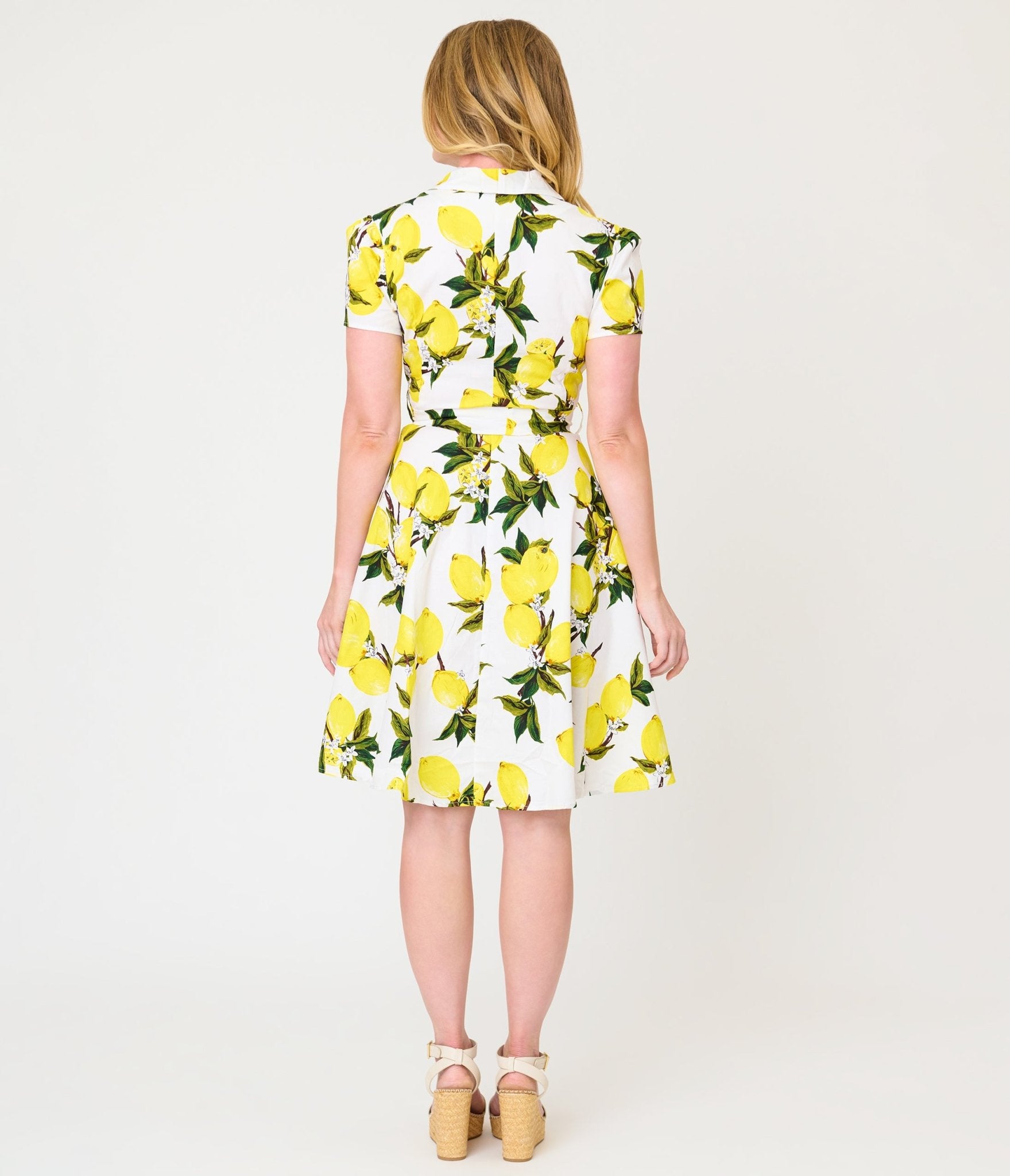Lemon Yellow Button - Up Swing Dress - Unique Vintage - Womens, DRESSES, SWING